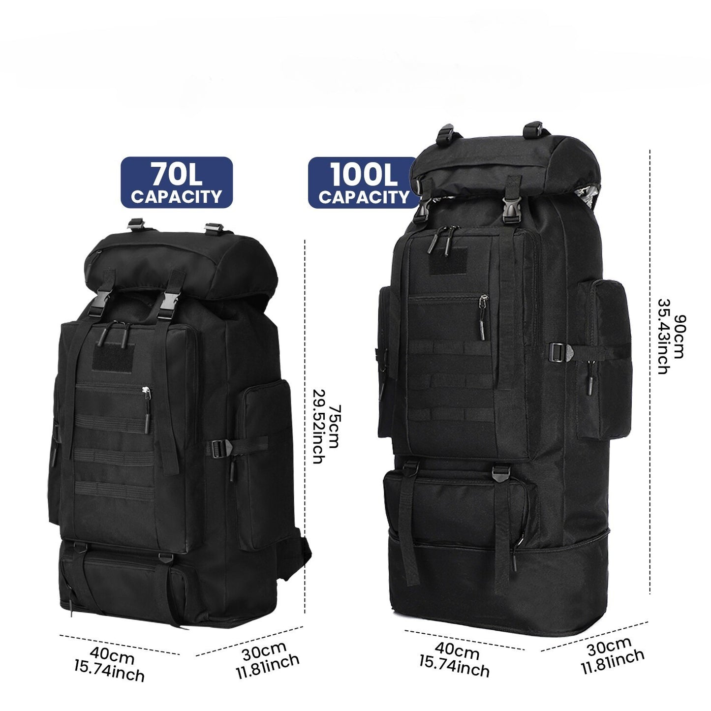 Lager Hiking Camping Backpack Extra Large Rucksack Mens Outdoor Luggage Bag100L