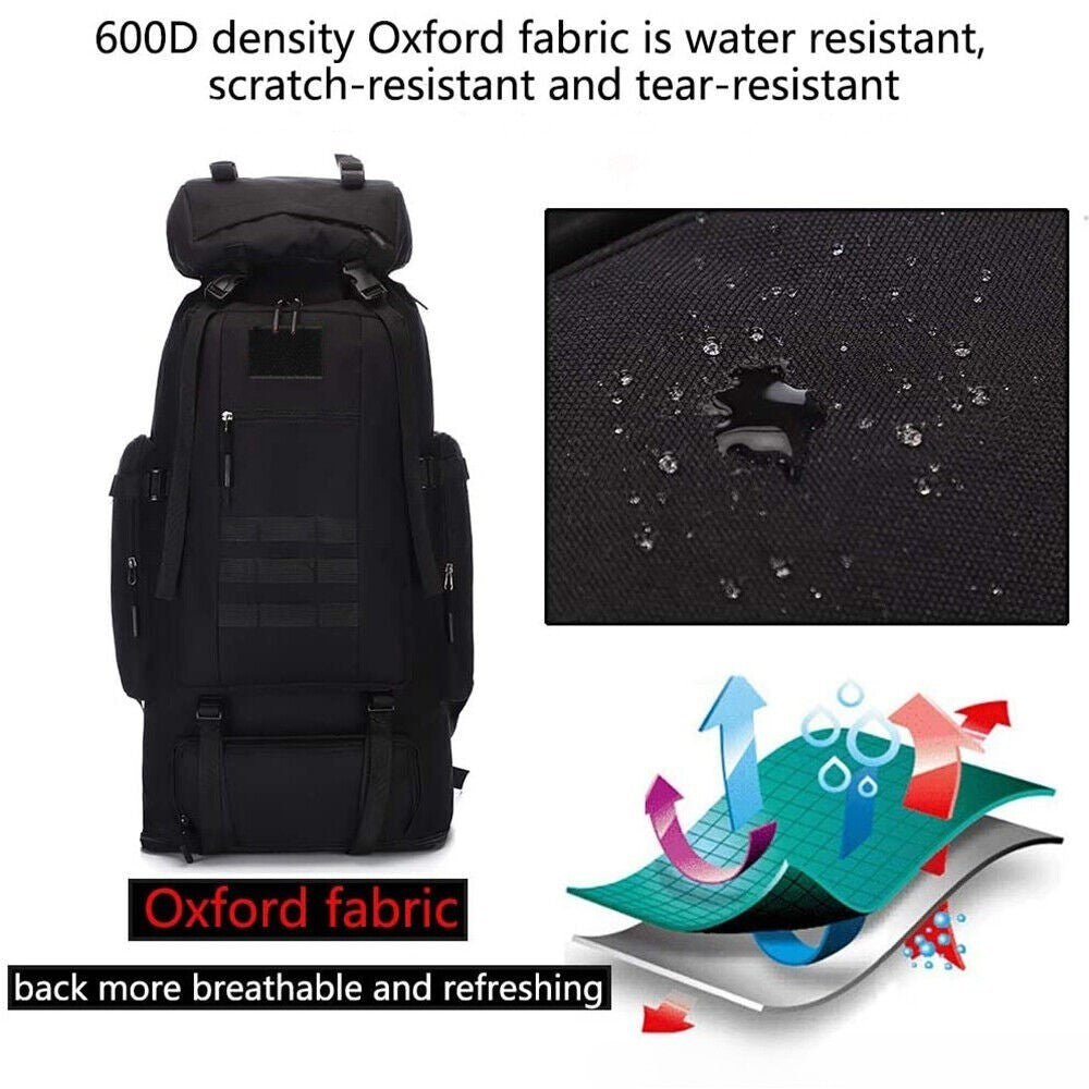 Lager Hiking Camping Backpack Extra Large Rucksack Mens Outdoor Luggage Bag100L