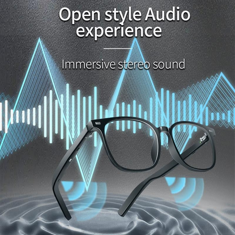 Smart AI Bluetooth Glasses With Magnetic Interchangeable Lenses- UV&Blue Light&Night Vision, Open Ear Speakers, Touch Control, 8H Battery