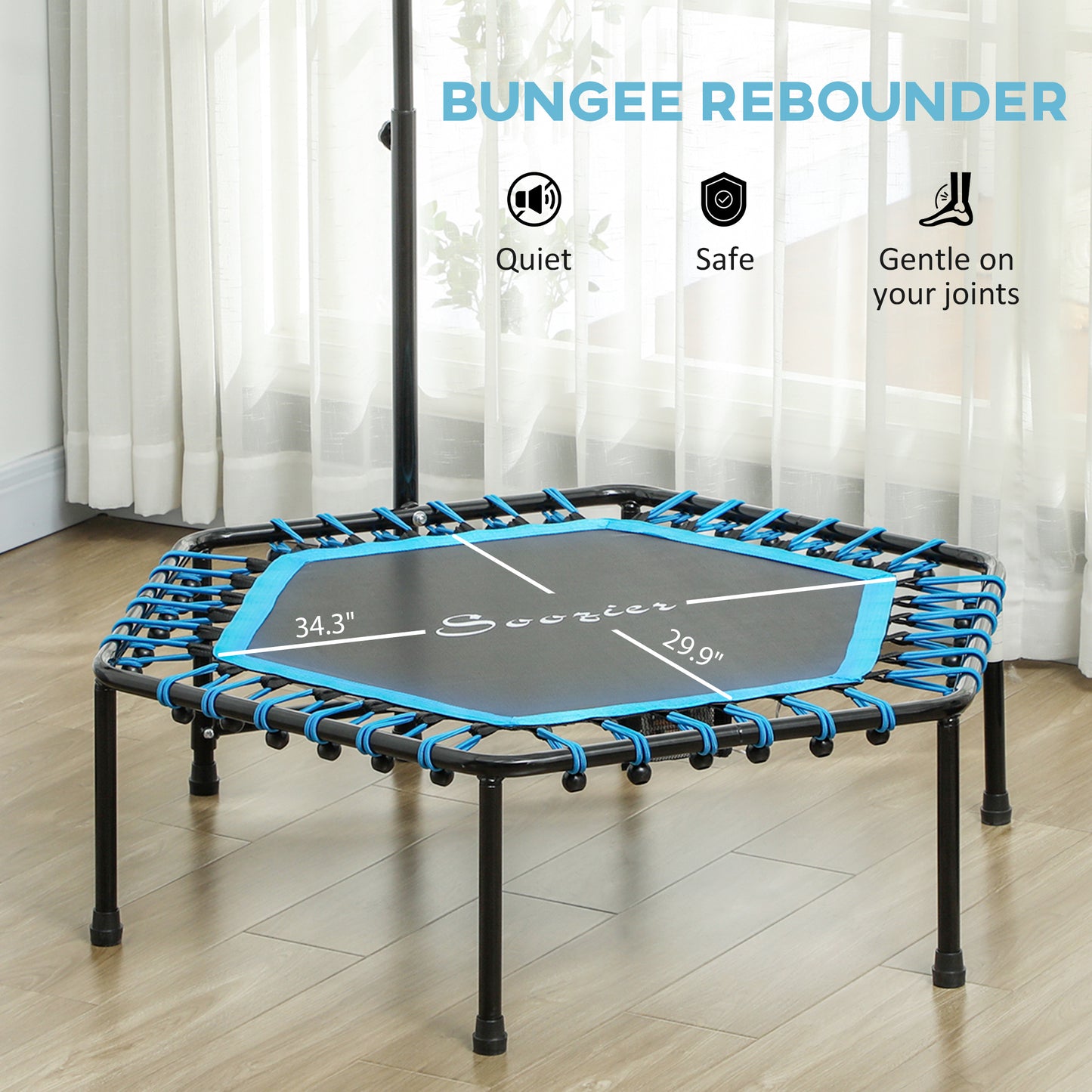 Trampoline for Adults, Quiet Bungee Rebounder with LED Lights