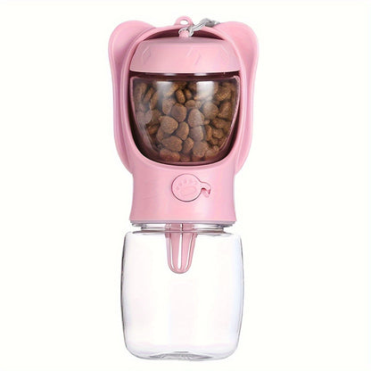 Pet Water Bottle With Food Container, Outdoor Portable Water Dispenser For Dog