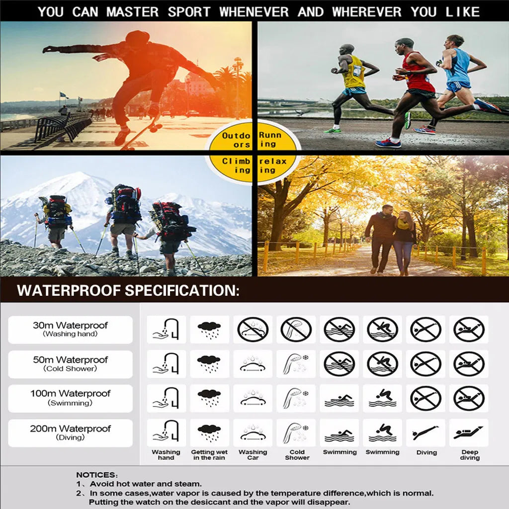 Waterproof Digital Sports Watch Military Tactical LED Backlight Wristwatch