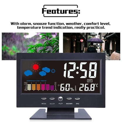 LED Digital Alarm Clock Snooze Calendar Thermometer Hygrometer Weather Display