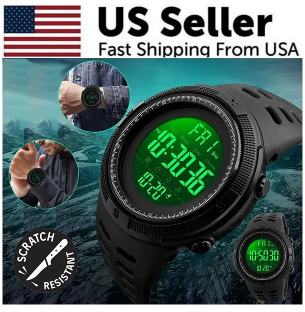 Waterproof Men's Digital Army Military Sport Quartz Analog Chrono Watch