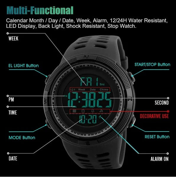 Waterproof Men's Digital Army Military Sport Quartz Analog Chrono Watch