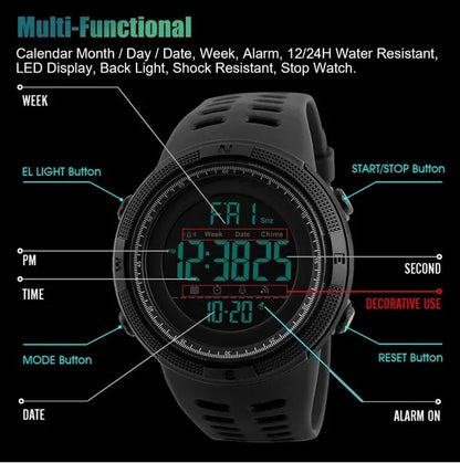 Waterproof Men's Digital Army Military Sport Quartz Analog Chrono Watch