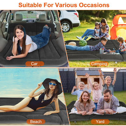 Camping Bed Cushion With Pillow Storage Bag PVC Flocked Car Bed