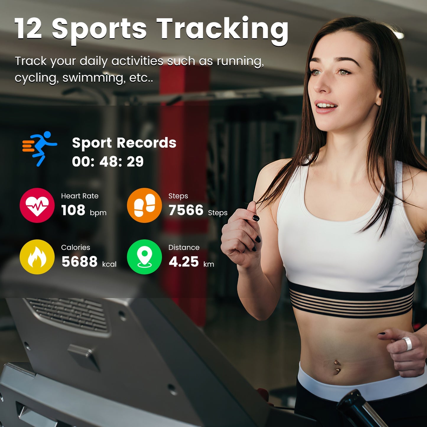 Smart Ring Health Tracker Fitness Sleep Stress HRV Tracker With Charging Case Magnetic Charging Cable For Women & Men Compatible With IOS & Android 7-Day Battery Life Size7 Size8 Size9 Size10