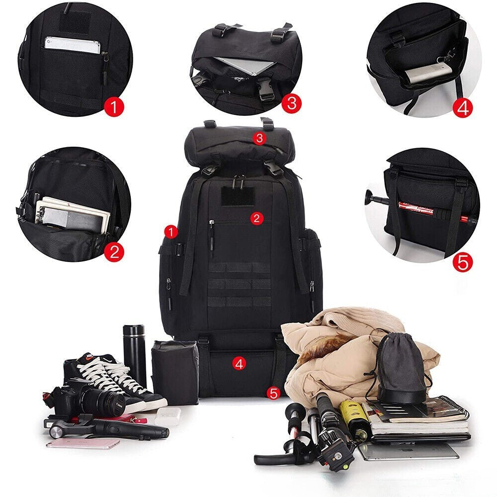 Lager Hiking Camping Backpack Extra Large Rucksack Mens Outdoor Luggage Bag100L