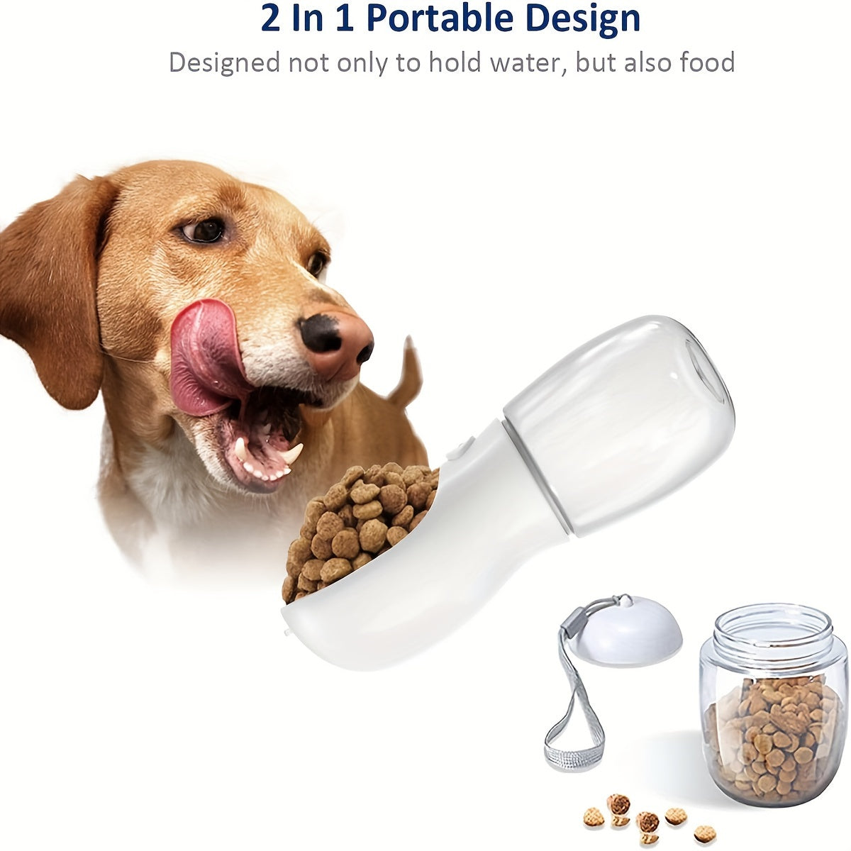 Pet Water Bottle With Food Container, Outdoor Portable Water Dispenser For Dog