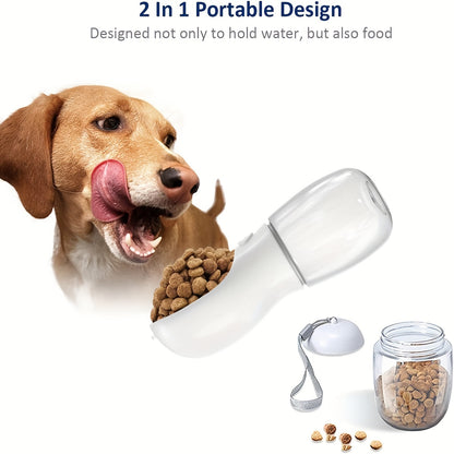 Pet Water Bottle With Food Container, Outdoor Portable Water Dispenser For Dog