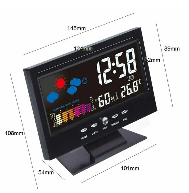 LED Digital Alarm Clock Snooze Calendar Thermometer Hygrometer Weather Display