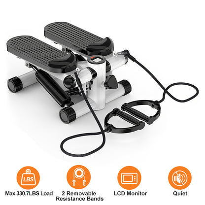 Stepper For Exercise Mini Fitness Stepper With 2 Resistance Bands LCD Monitor Max 330.7LBS