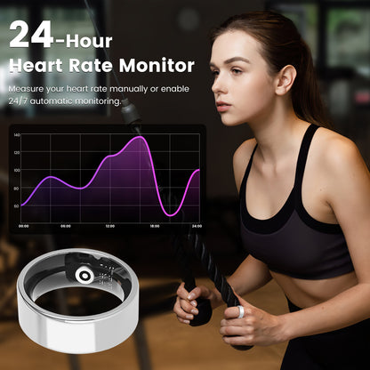 Smart Ring Health Tracker Fitness Sleep Stress HRV Tracker With Charging Case Magnetic Charging Cable For Women & Men Compatible With IOS & Android 7-Day Battery Life Size7 Size8 Size9 Size10