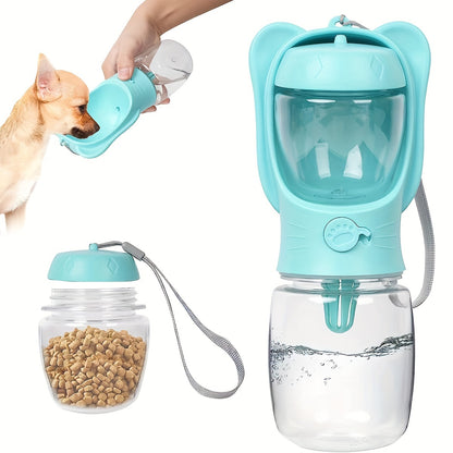 Pet Water Bottle With Food Container, Outdoor Portable Water Dispenser For Dog