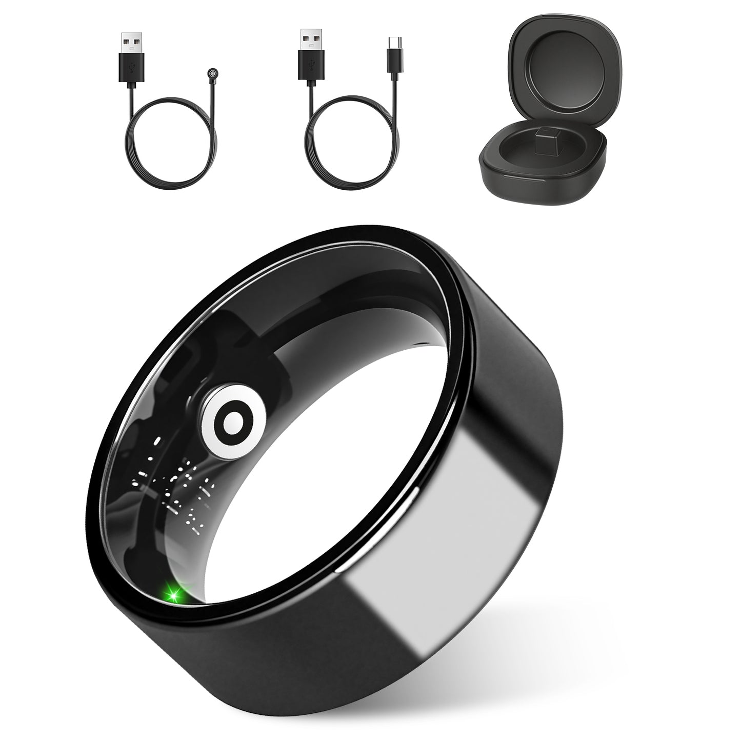 Smart Ring Health Tracker Fitness Sleep Stress HRV Tracker With Charging Case Magnetic Charging Cable For Women & Men Compatible With IOS & Android 7-Day Battery Life Size7 Size8 Size9 Size10