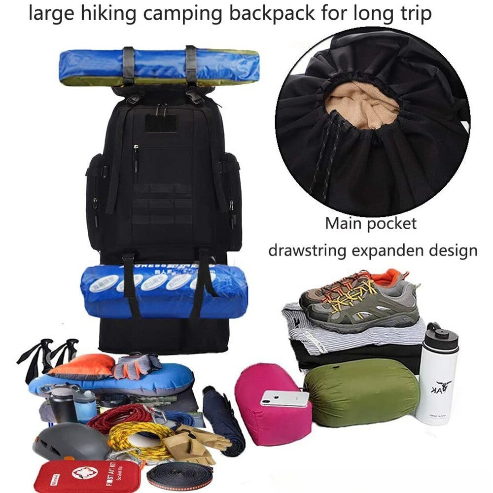 Lager Hiking Camping Backpack Extra Large Rucksack Mens Outdoor Luggage Bag100L