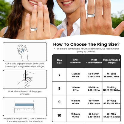 Smart Ring Health Tracker Fitness Sleep Stress HRV Tracker With Charging Case Magnetic Charging Cable For Women & Men Compatible With IOS & Android 7-Day Battery Life Size7 Size8 Size9 Size10